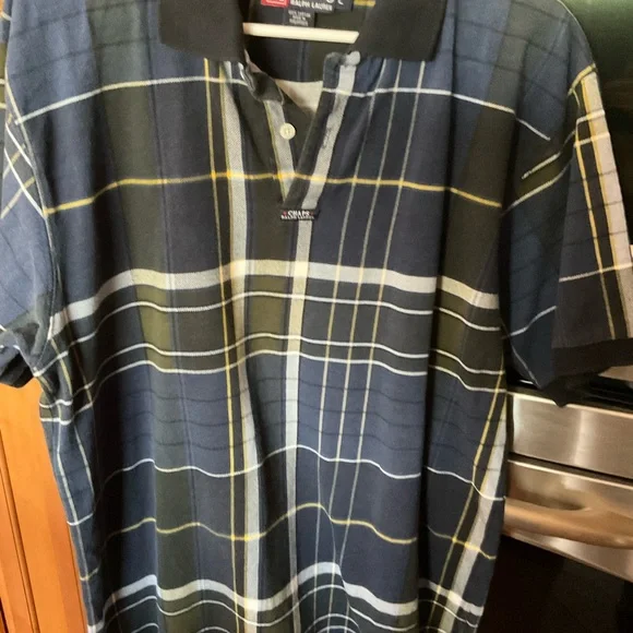 Chaps Ralph Lauren short sleeve preppy plaid polo. Size lg. flannel feel - Picture 2 of 9